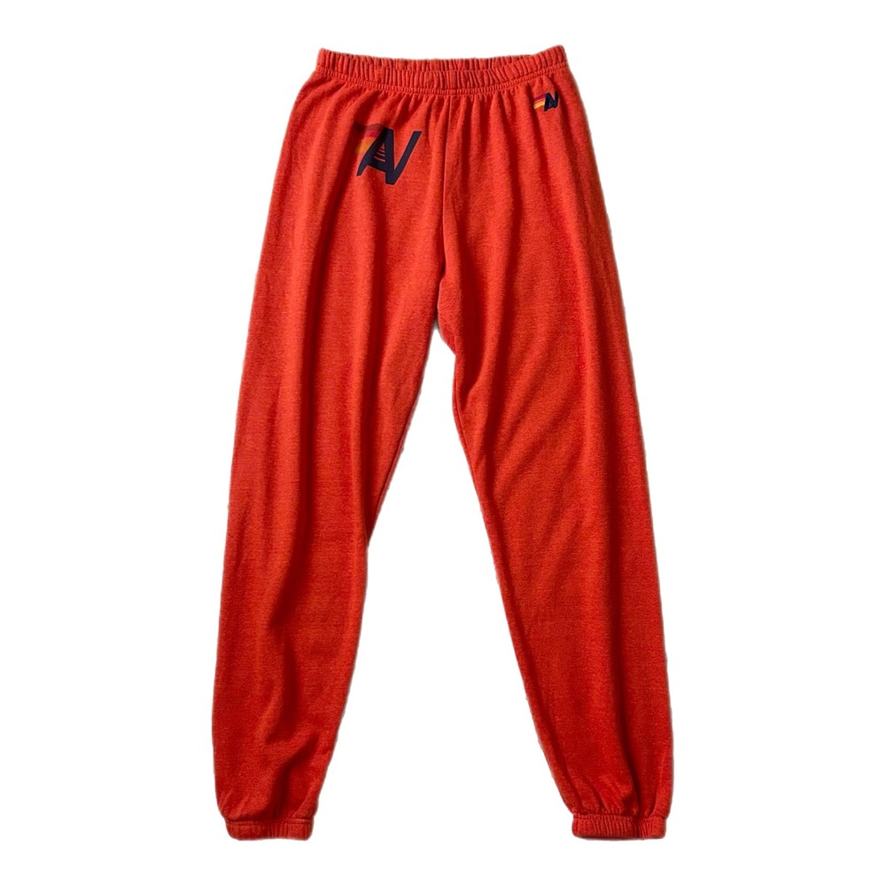 Aviator Nation Red Orange Logo Sweatpants Joggers Size Large - Picture 2 of 8